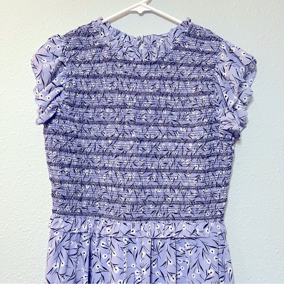 COPY - Ann Taylor Periwinkle Small Floral Smocked Bodice Midi Dress 6 - Picture 3 of 6